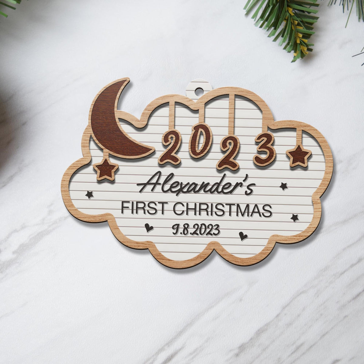 Baby’S First Christmas 3 Layered Piece Wooden Ornaments Custom Custom Name, Date, Address, Time, Weight, Capacity, Christmas Ornaments, Baby Stats Birth Stats