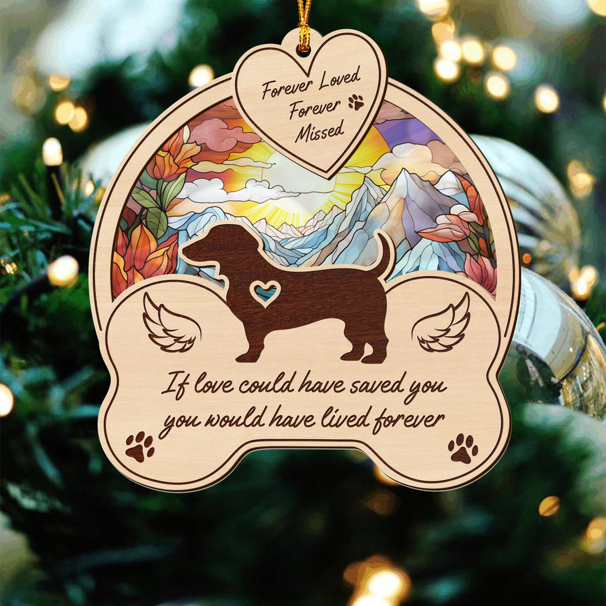 Dachshund 2 Layered Mix Ornament, Dogs Ornament, Christmas Tree Hanging, Home Decorations