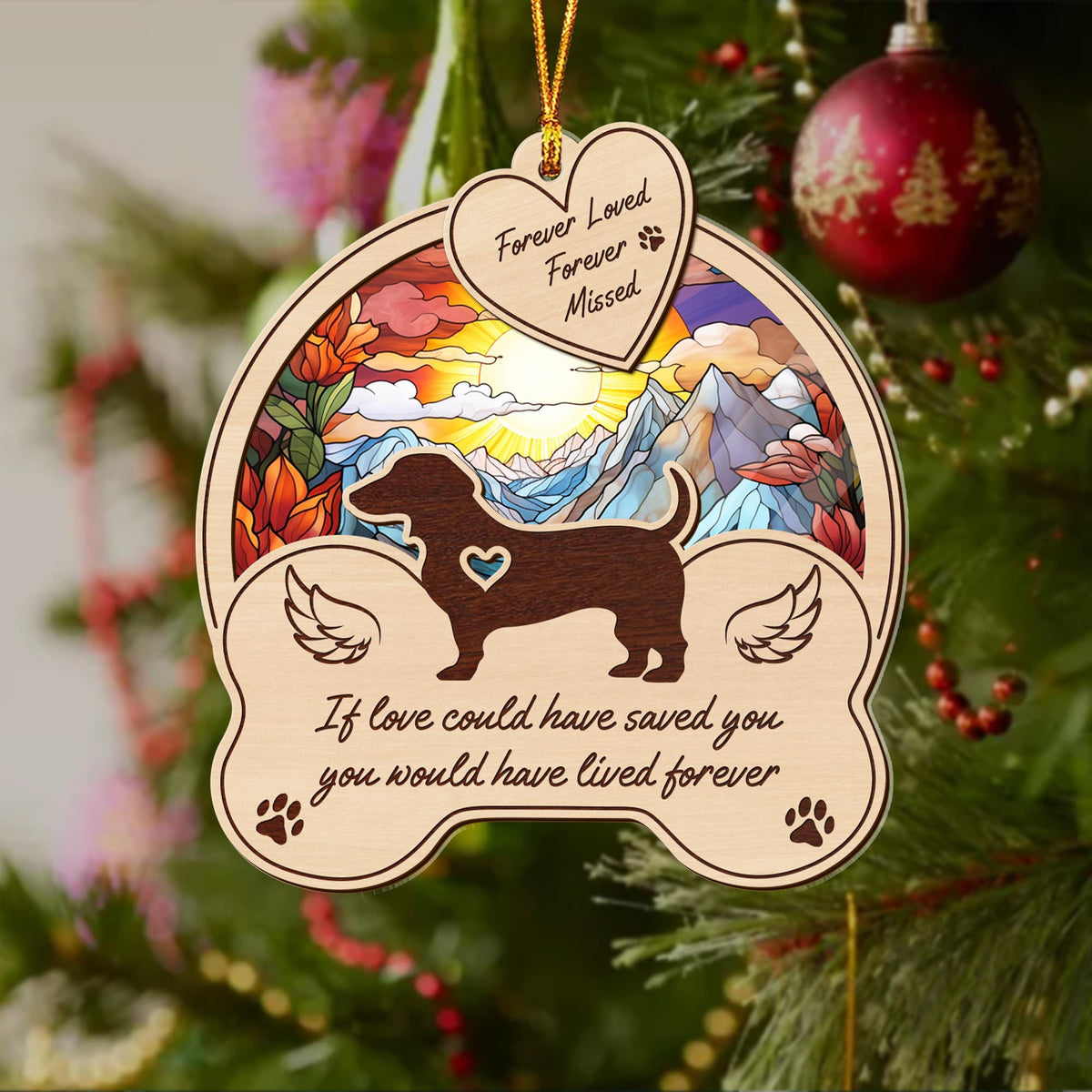 Dachshund 2 Layered Mix Ornament, Dogs Ornament, Christmas Tree Hanging, Home Decorations