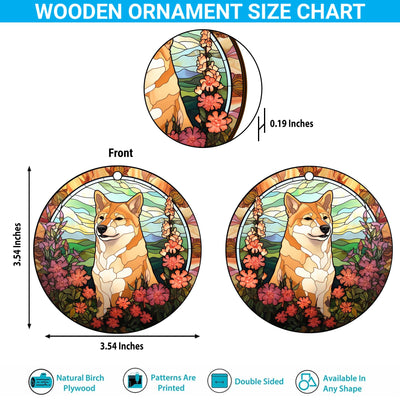 Shiba Shiba Inu Christmas Wooden Ornament 2 Sides, Shiba Inu Christmas Ornament, Christmas Tree Hanging Decorations