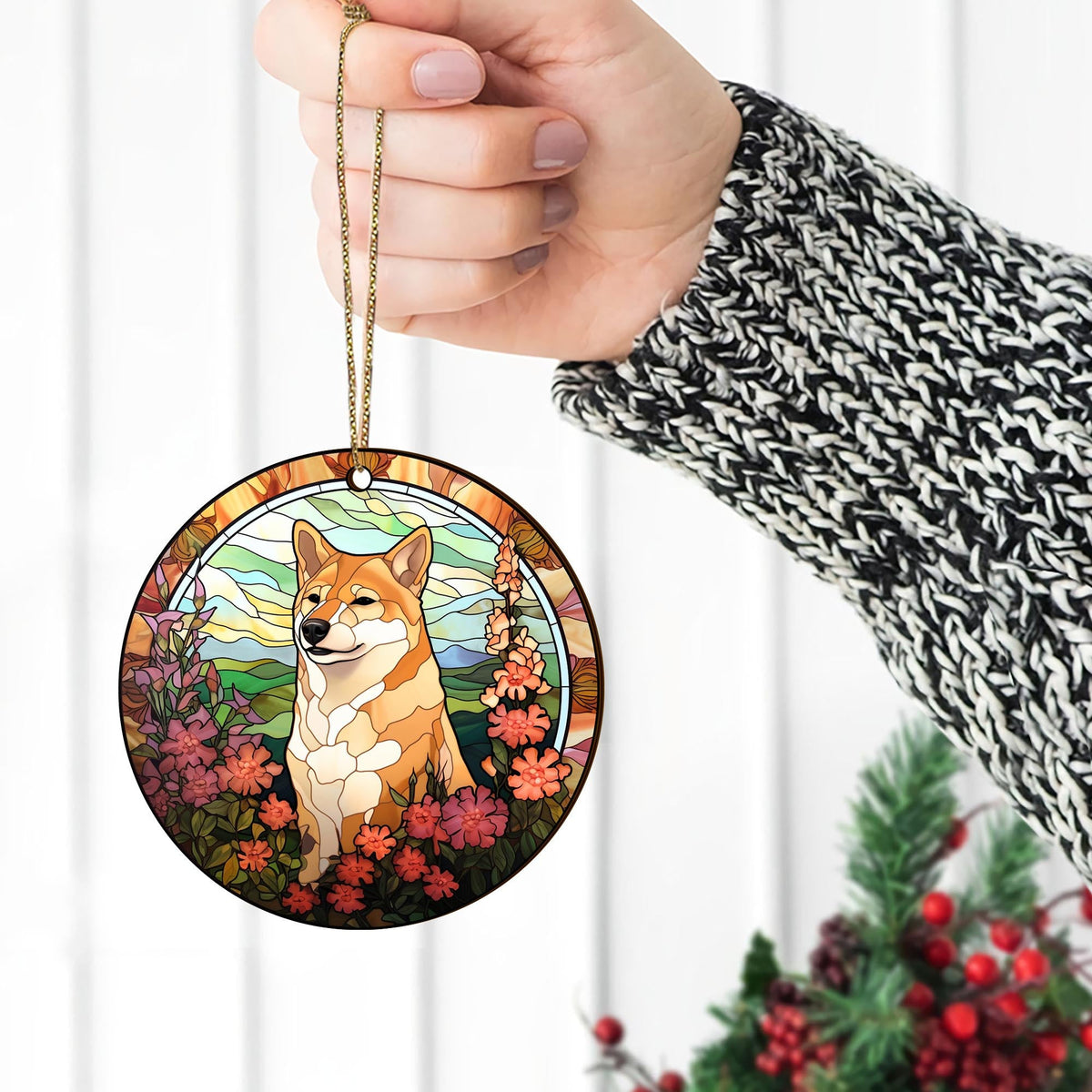 Shiba Shiba Inu Christmas Wooden Ornament 2 Sides, Shiba Inu Christmas Ornament, Christmas Tree Hanging Decorations