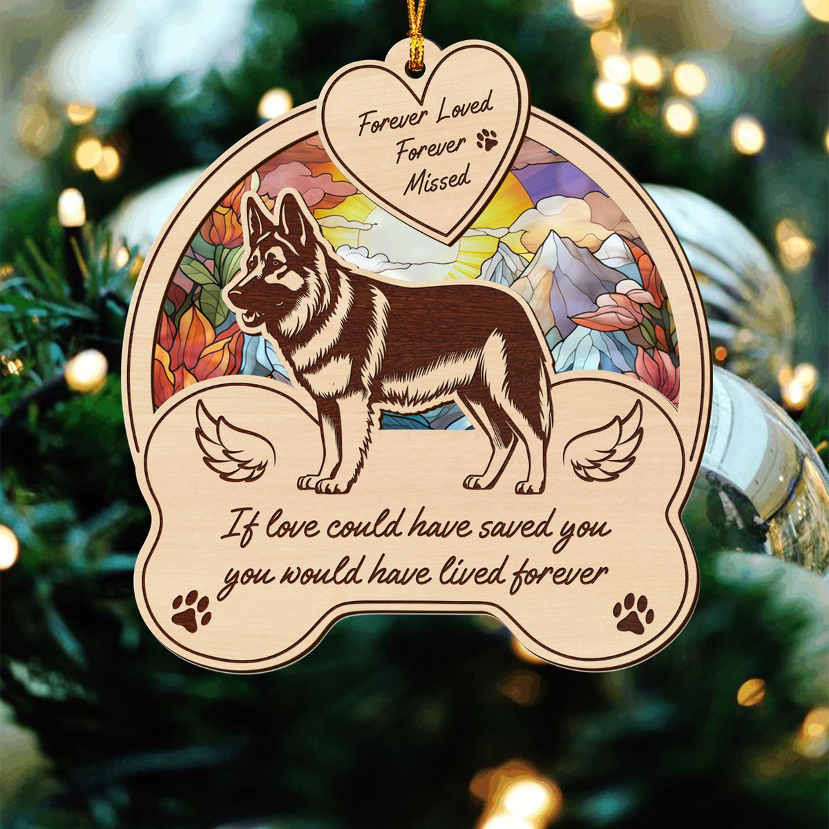 German Shepherd 2 Layered Mix Ornament, Dogs Ornament, Christmas Tree Hanging, Home Decorations