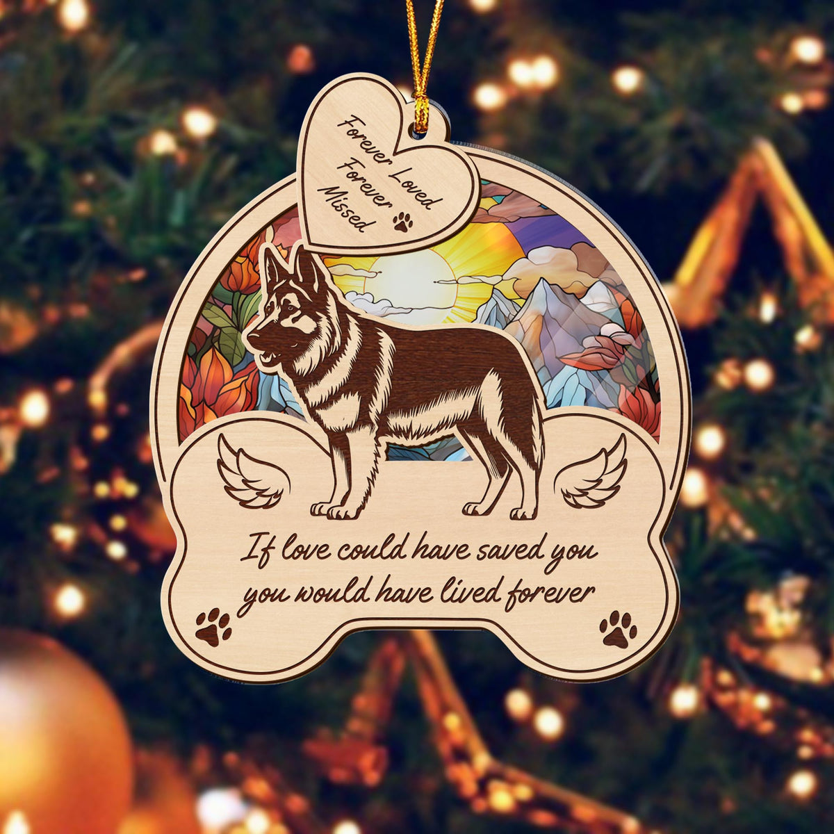 German Shepherd 2 Layered Mix Ornament, Dogs Ornament, Christmas Tree Hanging, Home Decorations