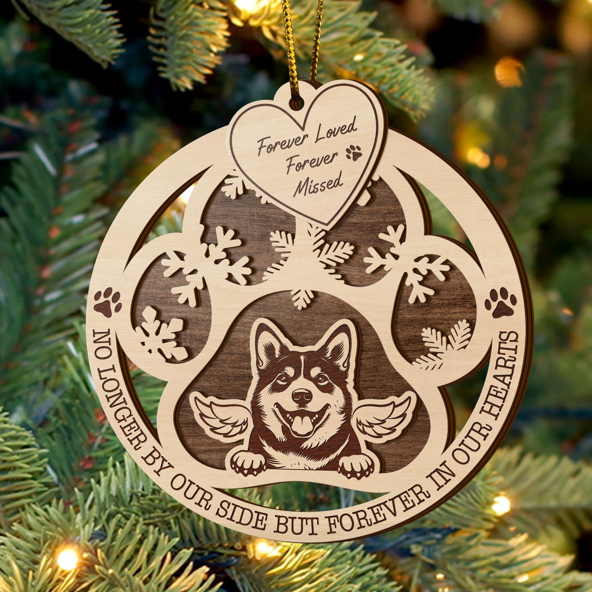 Shiba 2 Layered Piece Wooden Ornament, Dogs Ornament, Dog Lovers Gifts