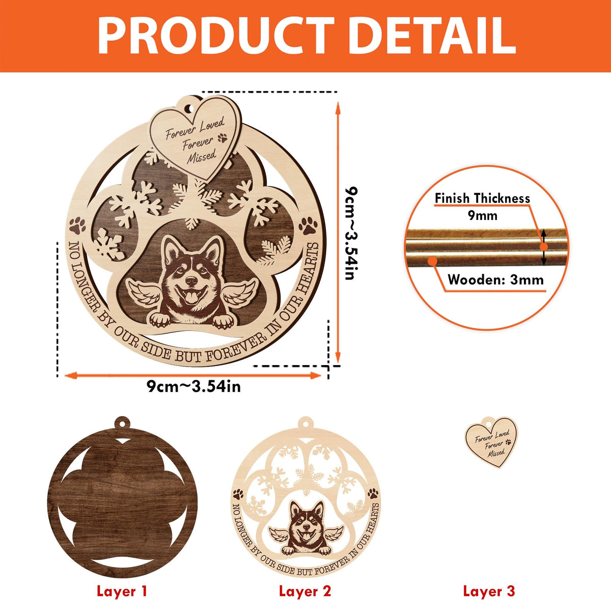 Shiba 2 Layered Piece Wooden Ornament, Dogs Ornament, Dog Lovers Gifts