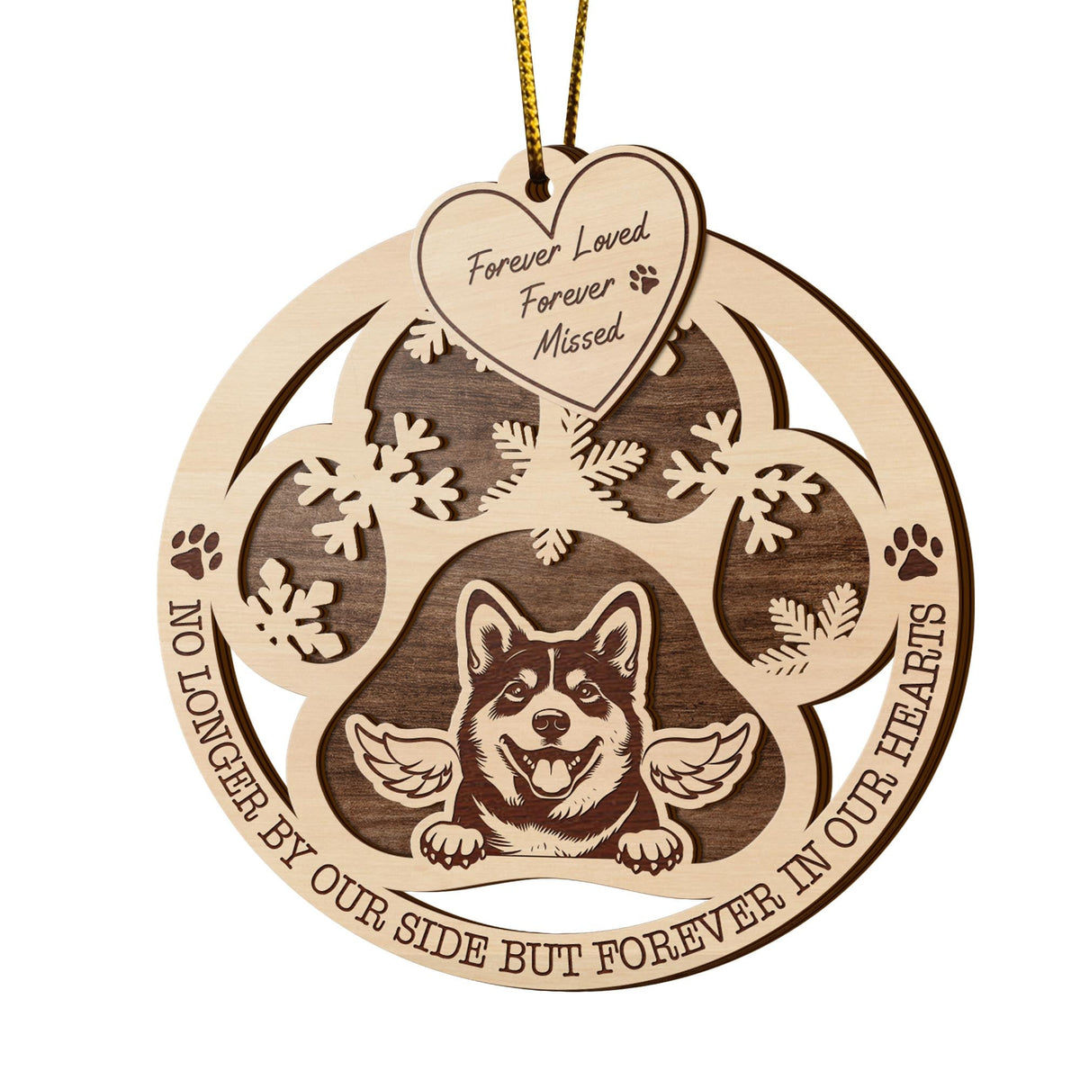 Shiba 2 Layered Piece Wooden Ornament, Dogs Ornament, Dog Lovers Gifts