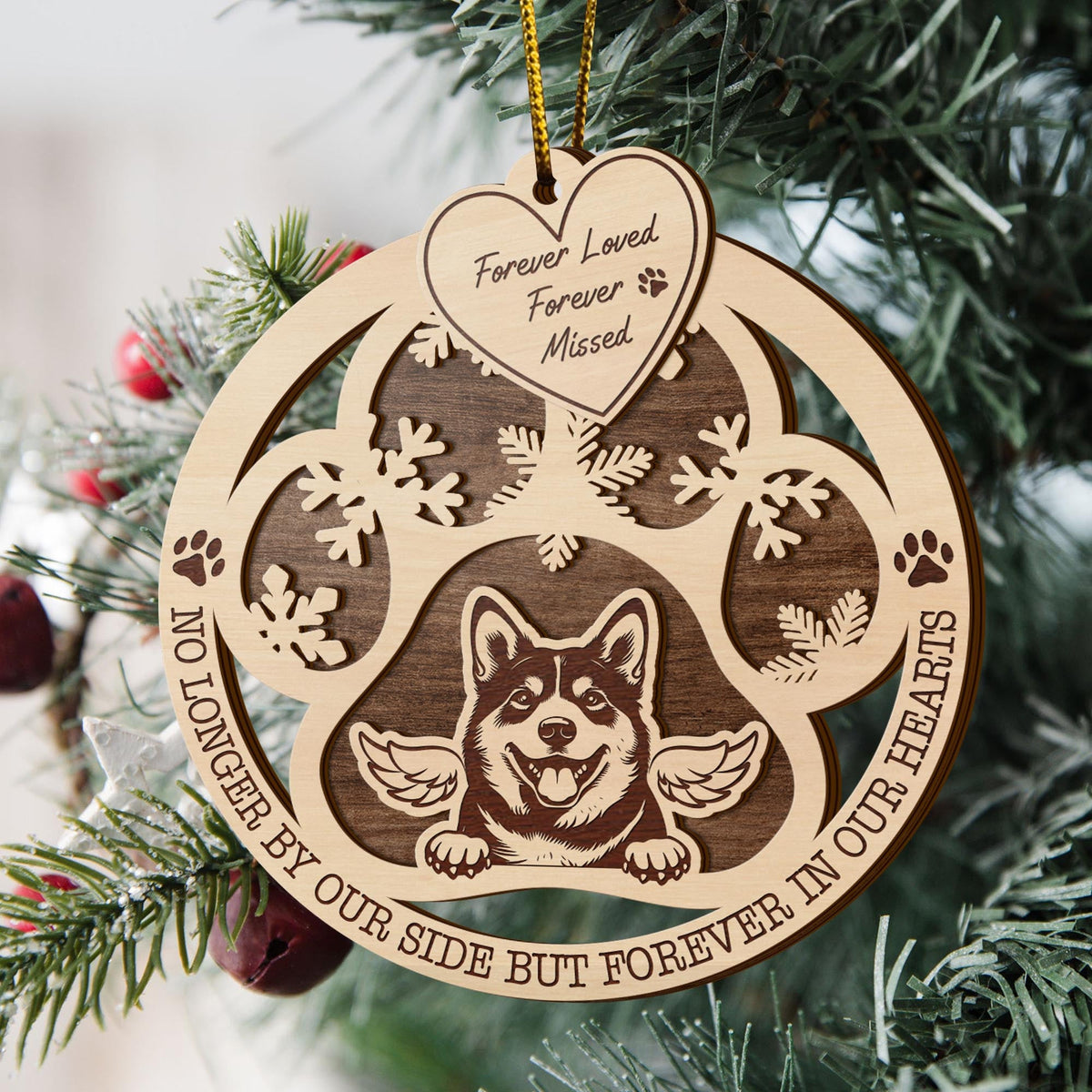 Shiba 2 Layered Piece Wooden Ornament, Dogs Ornament, Dog Lovers Gifts