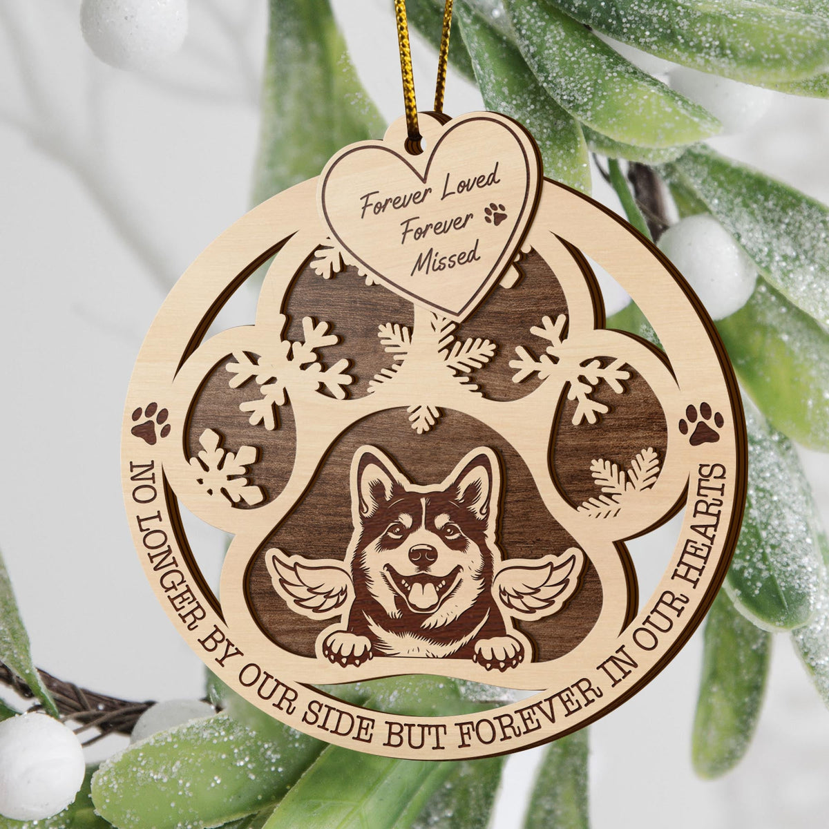 Shiba 2 Layered Piece Wooden Ornament, Dogs Ornament, Dog Lovers Gifts