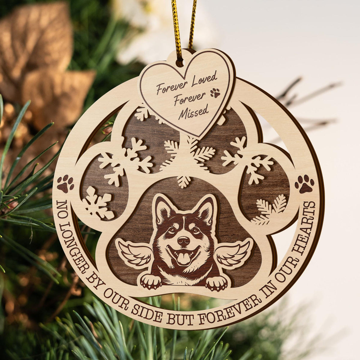 Shiba 2 Layered Piece Wooden Ornament, Dogs Ornament, Dog Lovers Gifts