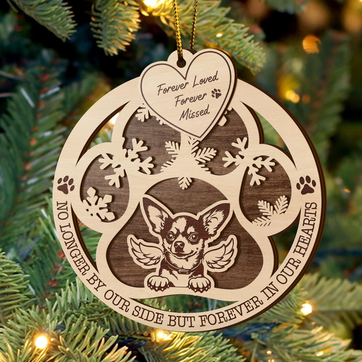 Chihuahua 2 Layered Piece Wooden Ornament, Dogs Ornament, Dog Lovers Gifts