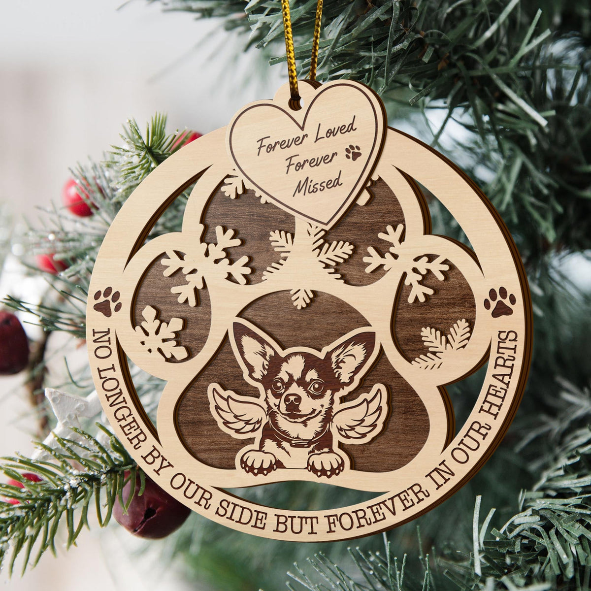 Chihuahua 2 Layered Piece Wooden Ornament, Dogs Ornament, Dog Lovers Gifts