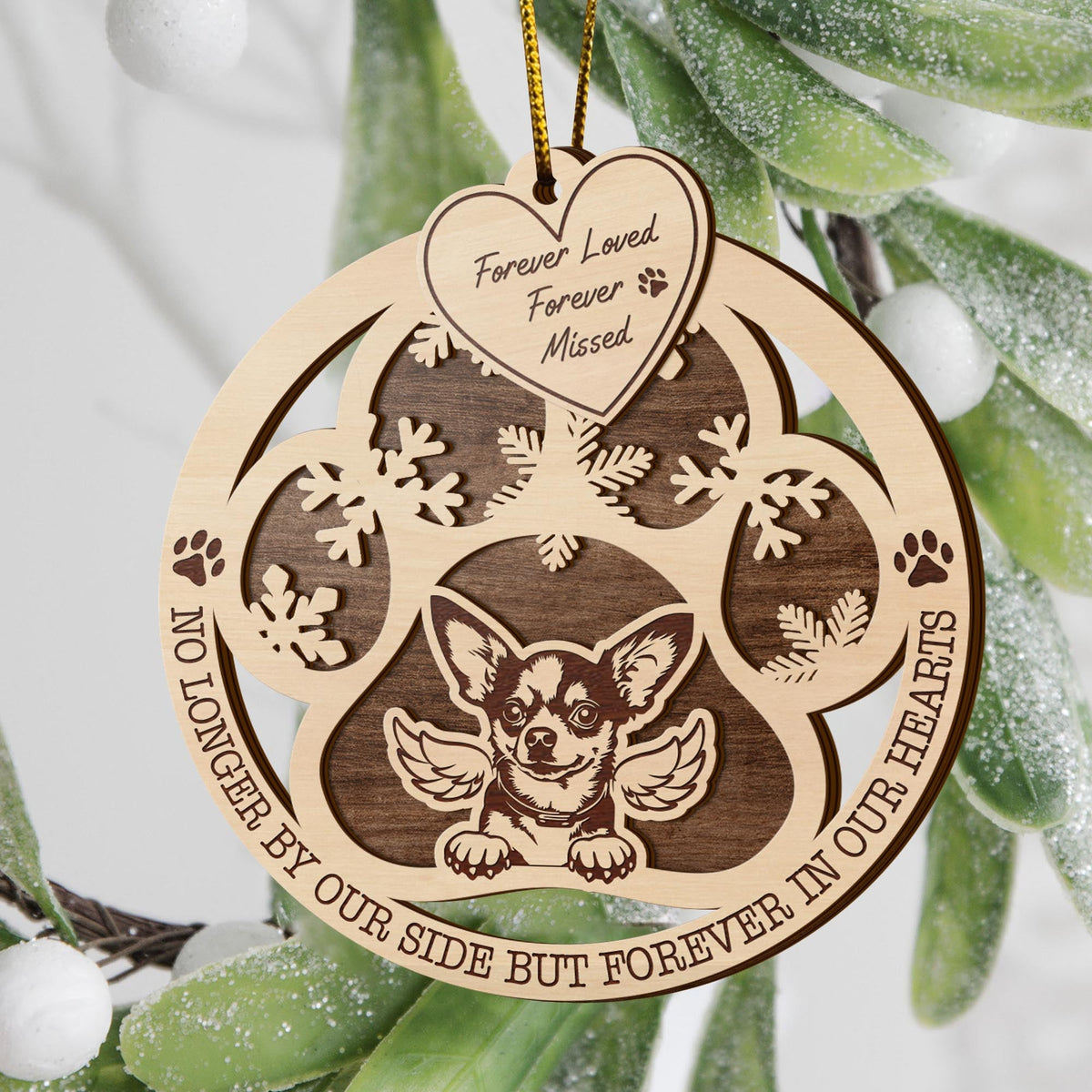 Chihuahua 2 Layered Piece Wooden Ornament, Dogs Ornament, Dog Lovers Gifts