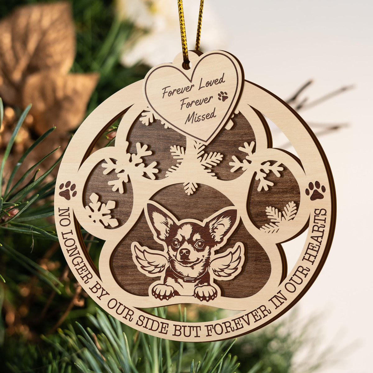 Chihuahua 2 Layered Piece Wooden Ornament, Dogs Ornament, Dog Lovers Gifts