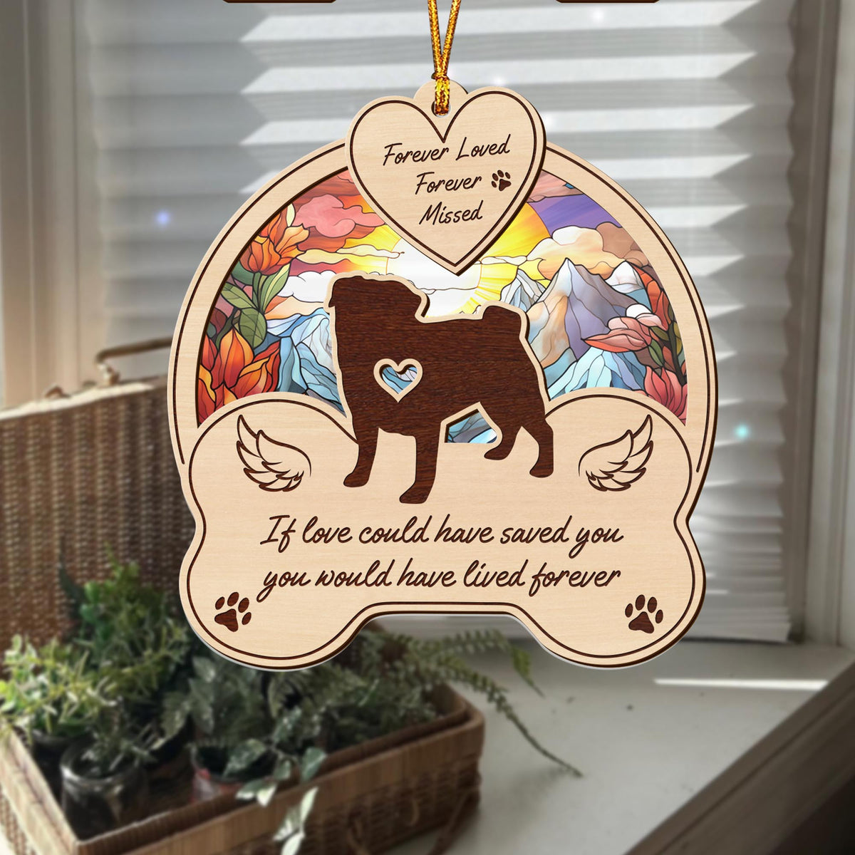 Pug 2 Layered Mix Ornament, Dogs Ornament, Christmas Tree Hanging, Home Decorations