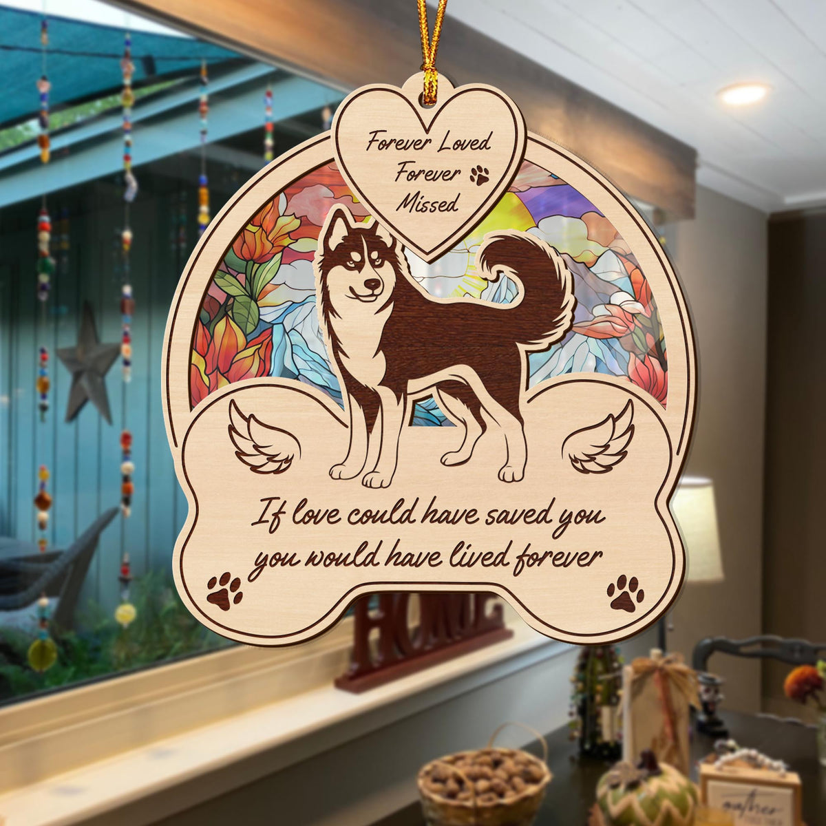 Husky 2 Layered Mix Ornament, Dogs Ornament, Christmas Tree Hanging, Home Decorations