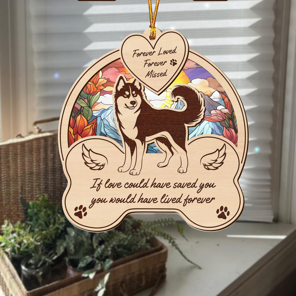 Husky 2 Layered Mix Ornament, Dogs Ornament, Christmas Tree Hanging, Home Decorations
