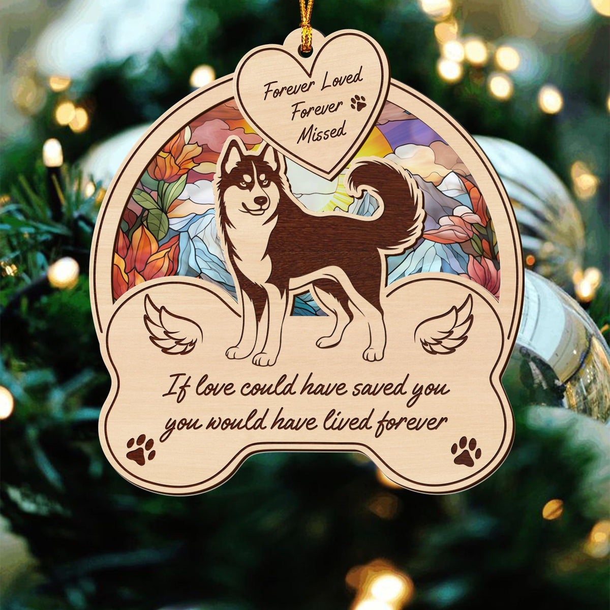 Husky 2 Layered Mix Ornament, Dogs Ornament, Christmas Tree Hanging, Home Decorations