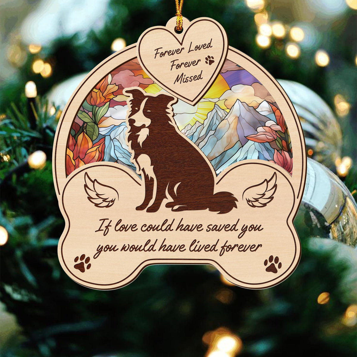 Border Collie 2 Layered Mix Ornament, Dogs Ornament, Christmas Tree Hanging, Home Decorations
