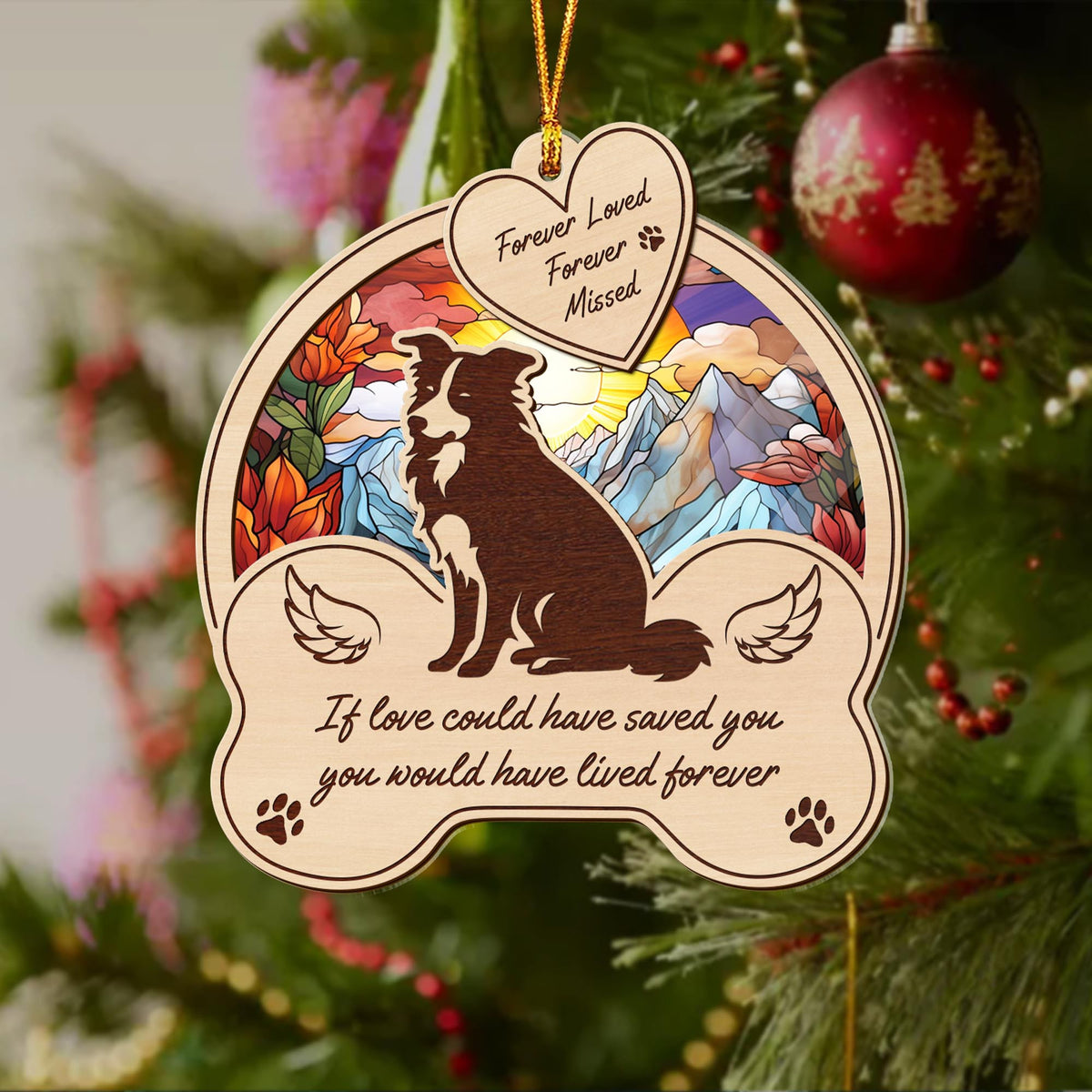 Border Collie 2 Layered Mix Ornament, Dogs Ornament, Christmas Tree Hanging, Home Decorations