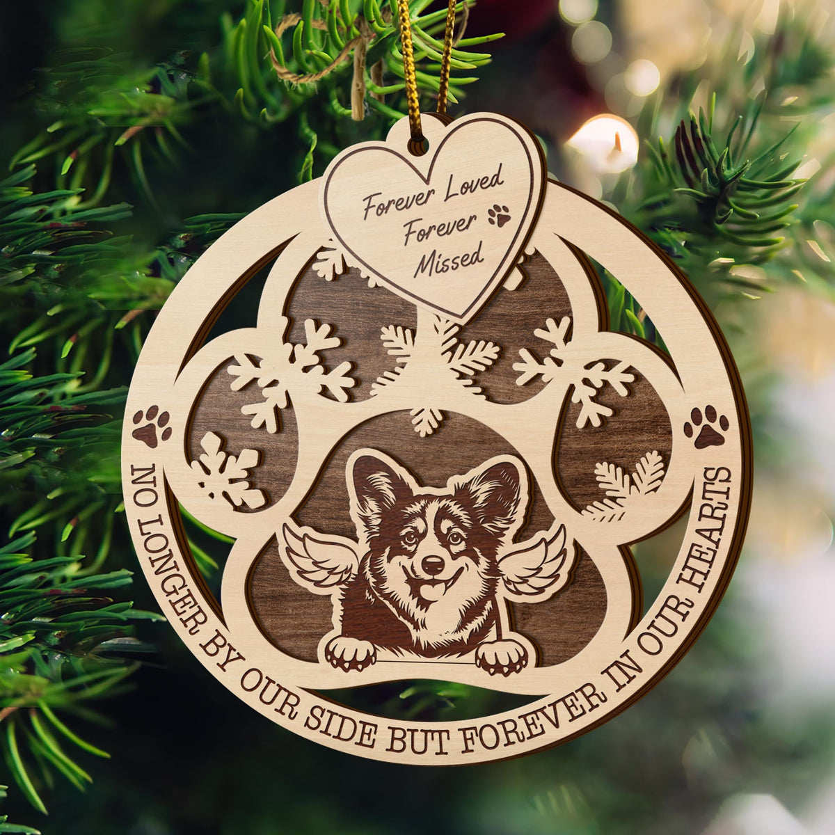 Corgi 2 Layered Piece Wooden Ornament, Dogs Ornament, Dog Lovers Gifts