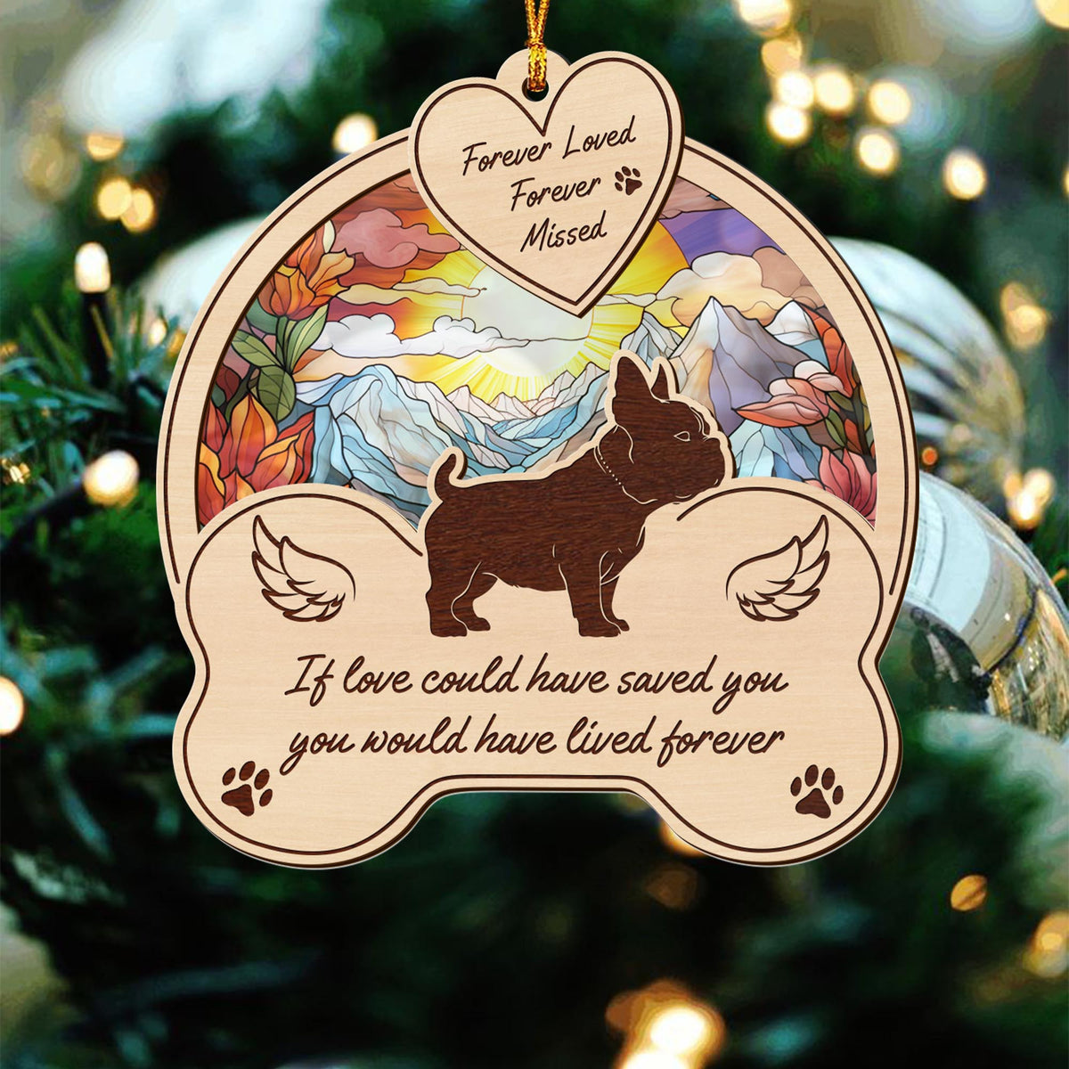 French Bulldog 2 Layered Mix Ornament, Dogs Ornament, Christmas Tree Hanging, Home Decorations