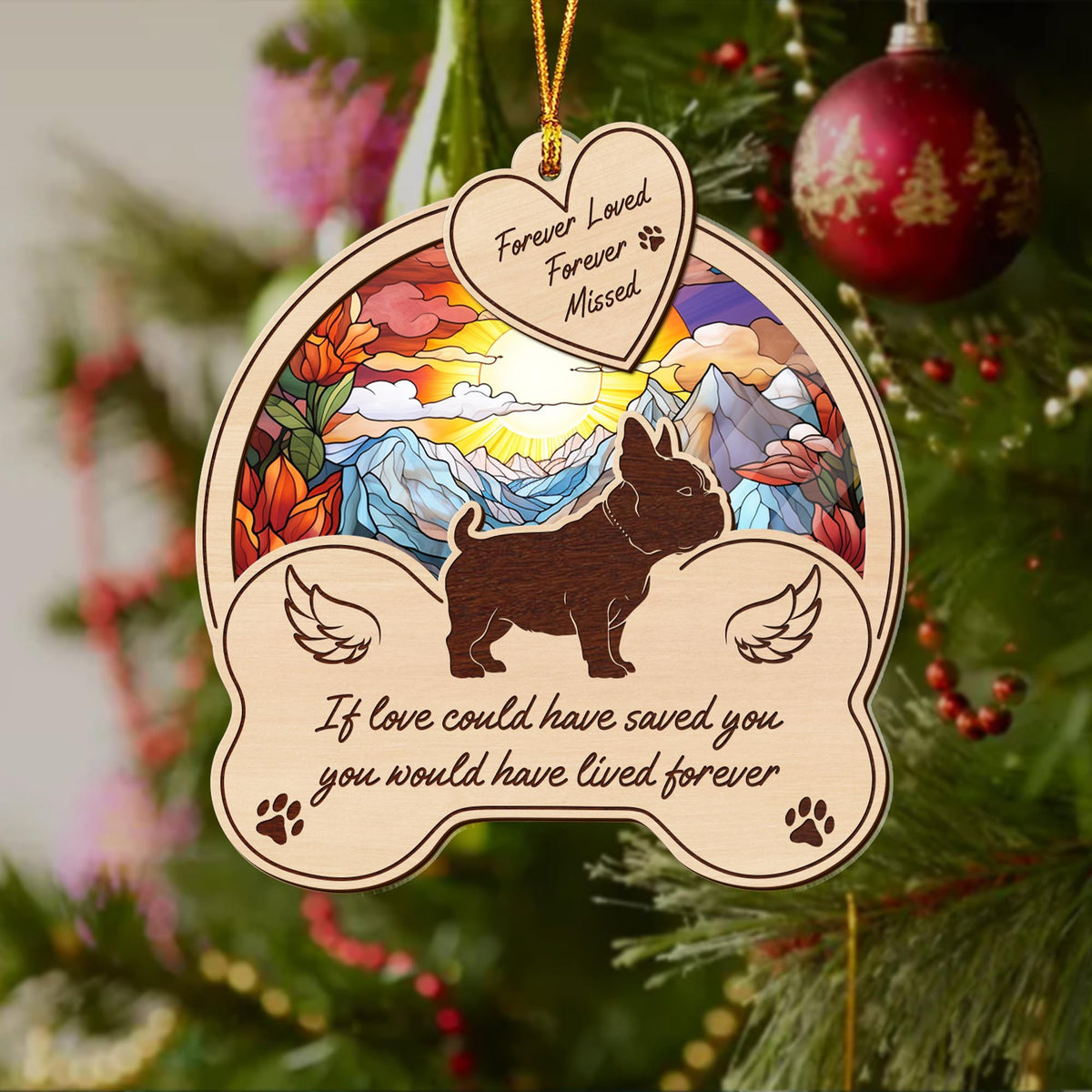French Bulldog 2 Layered Mix Ornament, Dogs Ornament, Christmas Tree Hanging, Home Decorations