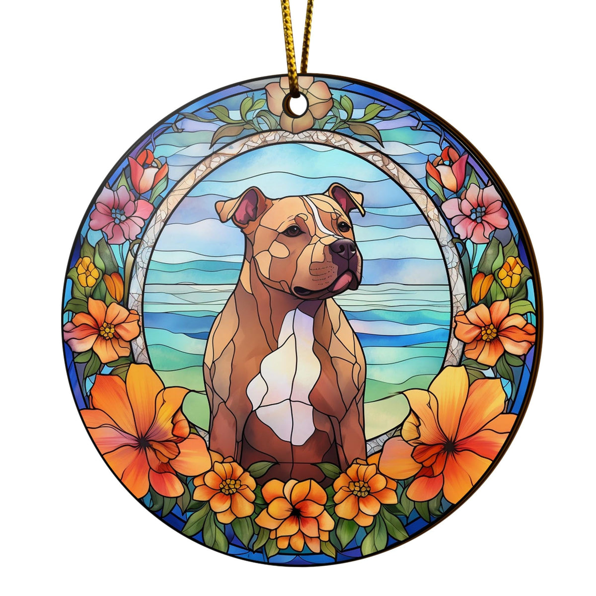 Pit Bull Wooden Ornaments 2 Sides, Pit Bull Ornaments For Christmas Tree, Christmas Tree Hanging Decorations