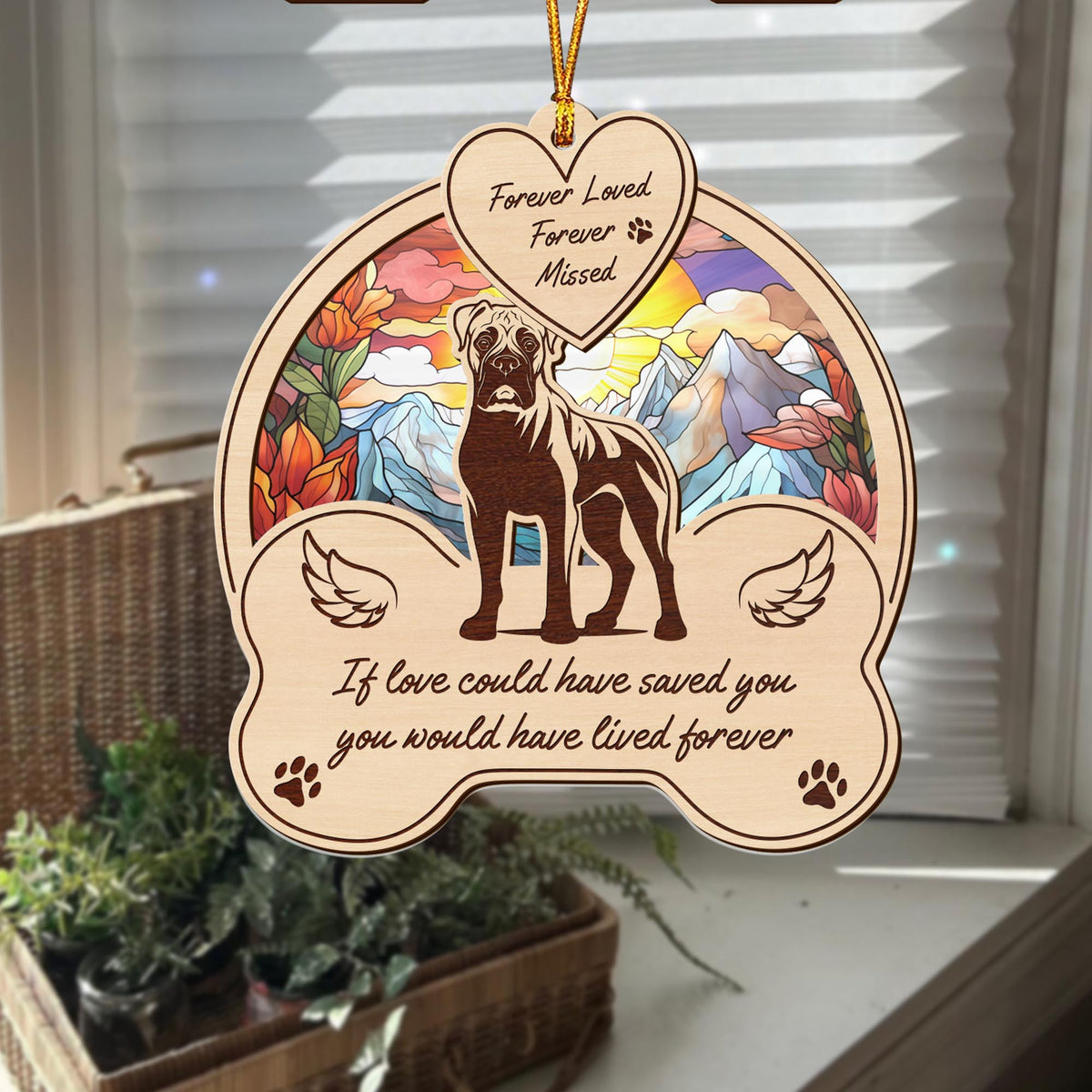 Boxer 2 Layered Mix Ornament, Dogs Ornament, Christmas Tree Hanging, Home Decorations