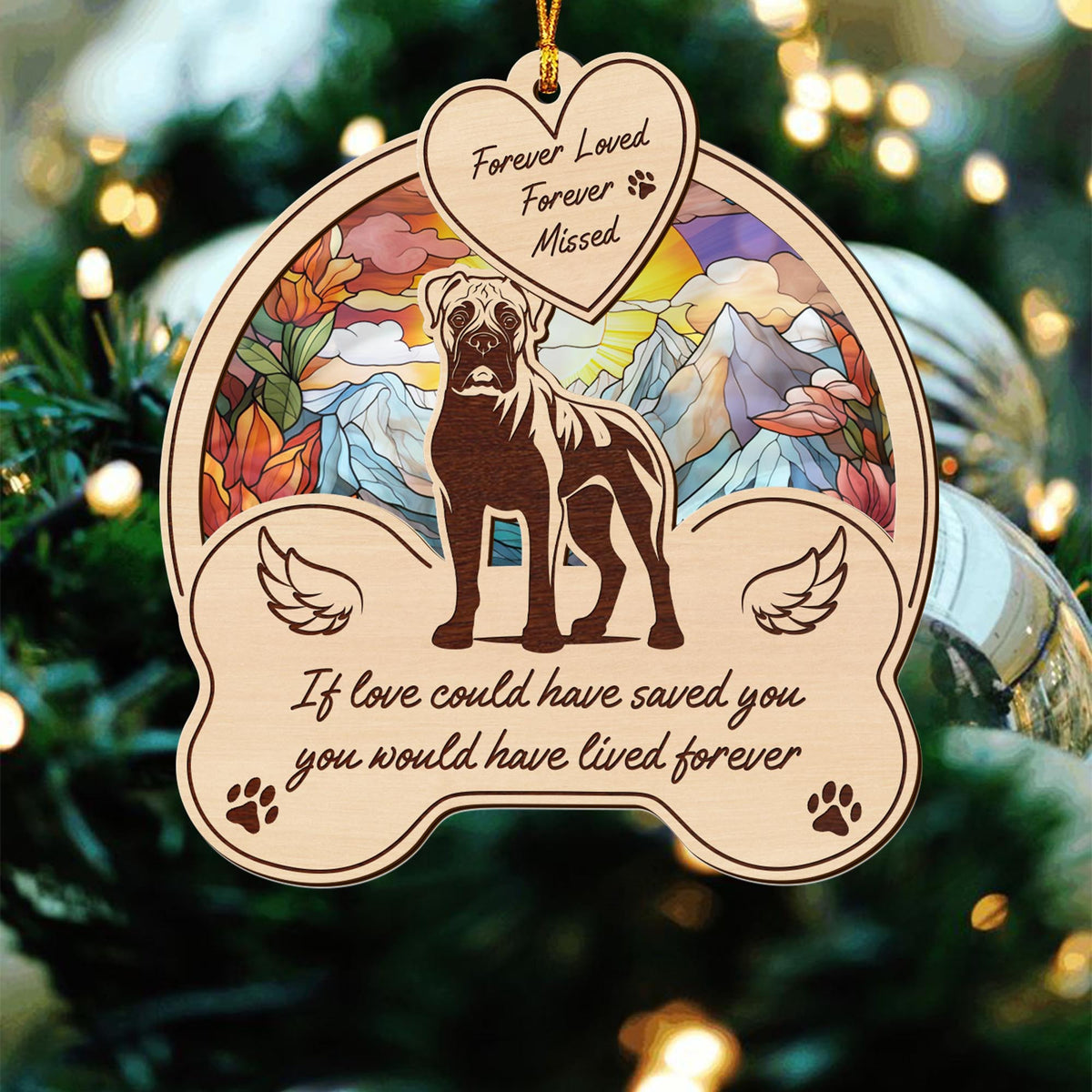 Boxer 2 Layered Mix Ornament, Dogs Ornament, Christmas Tree Hanging, Home Decorations