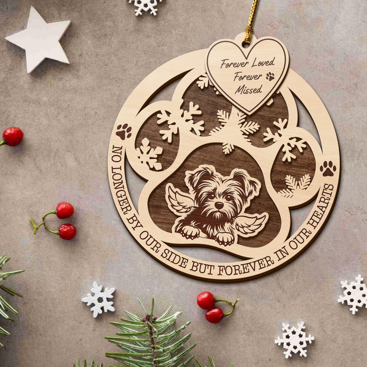 Yorkshire 2 Layered Piece Wooden Ornament, Dogs Ornament, Dog Lovers Gifts