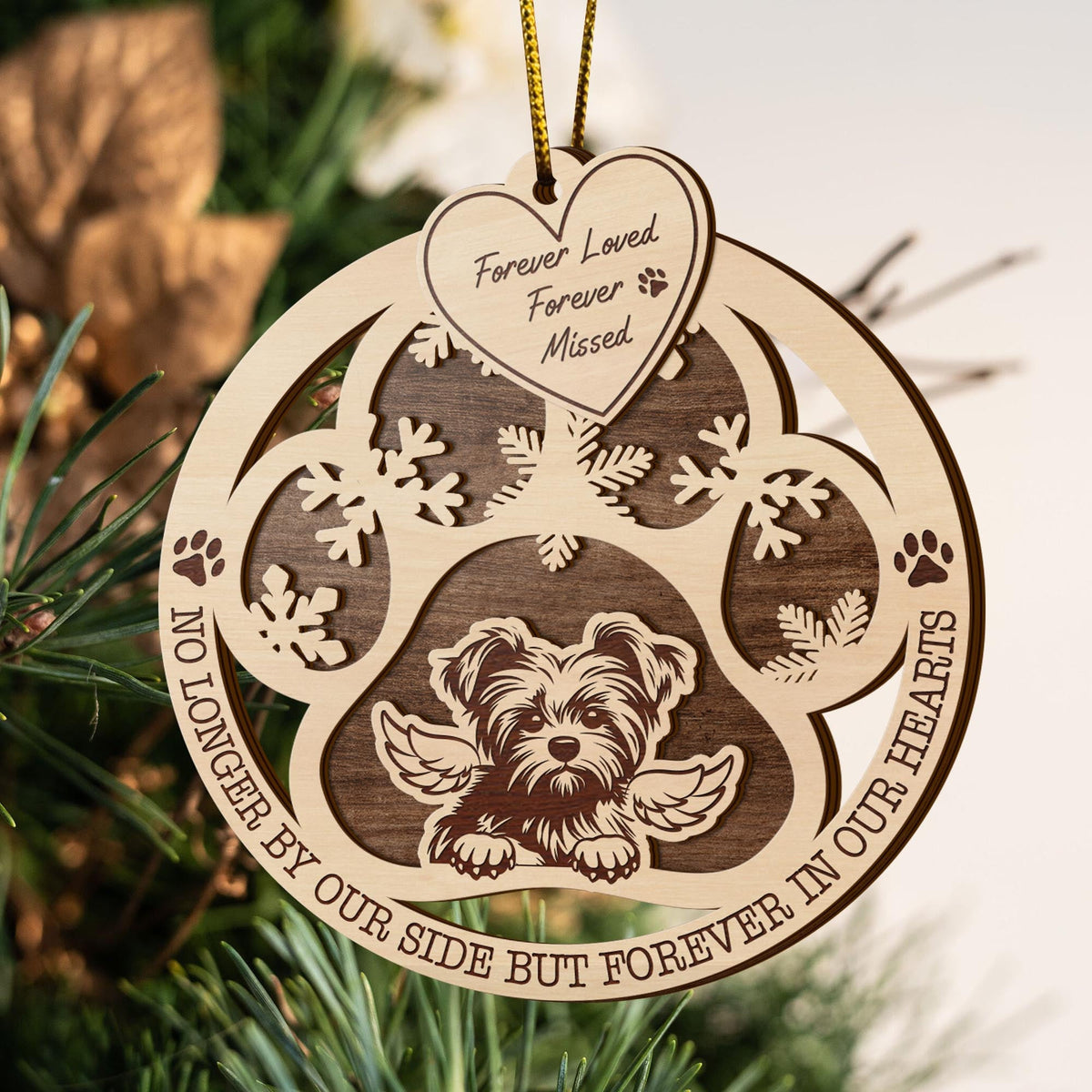 Yorkshire 2 Layered Piece Wooden Ornament, Dogs Ornament, Dog Lovers Gifts