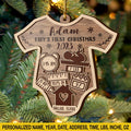 Baby’S First Christmas 3 Layered Piece Wooden Ornaments Custom Name, Date, Lbs, And Address, Christmas Ornaments, Gift For Family
