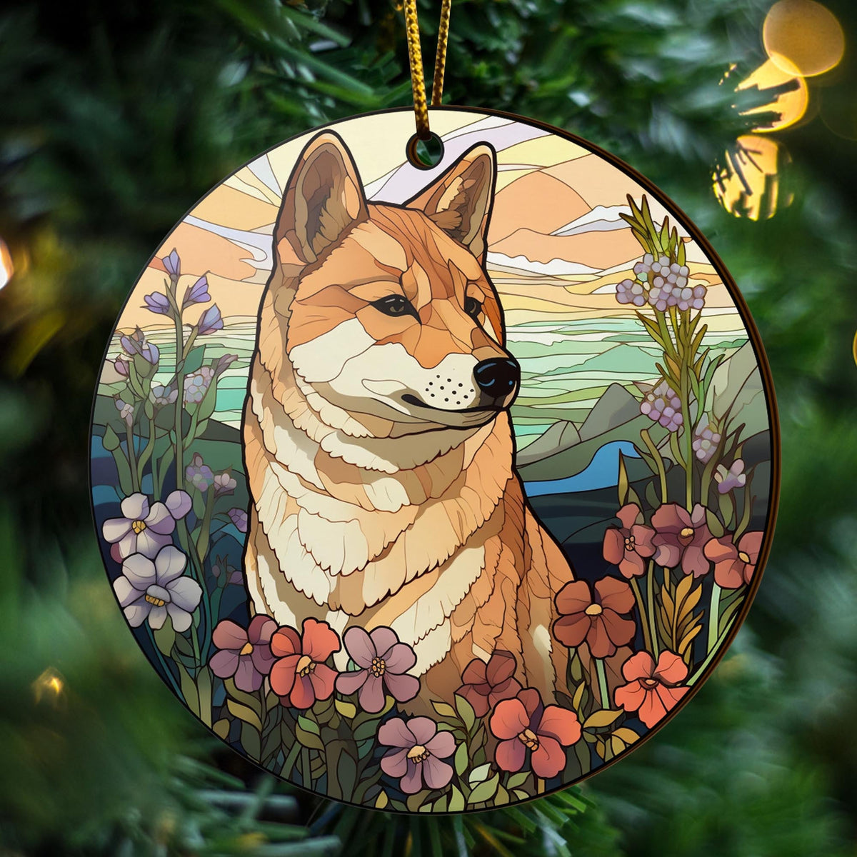 Shiba Shiba Inu Christmas Wooden Ornament 2 Sides, Shiba Inu Christmas Ornament, Christmas Tree Hanging Decorations