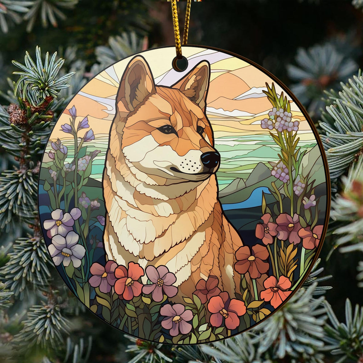 Shiba Shiba Inu Christmas Wooden Ornament 2 Sides, Shiba Inu Christmas Ornament, Christmas Tree Hanging Decorations
