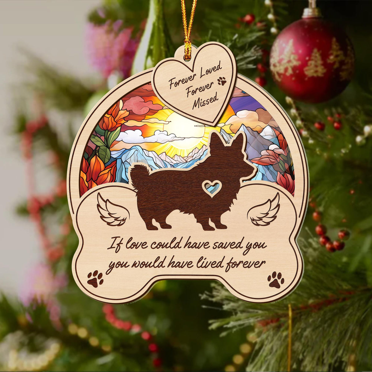 Corgi 2 Layered Mix Ornament, Dogs Ornament, Christmas Tree Hanging, Home Decorations
