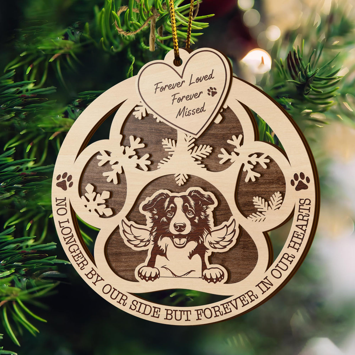 Border Collie 2 Layered Piece Wooden Ornament, Dogs Ornament, Dog Lovers Gifts