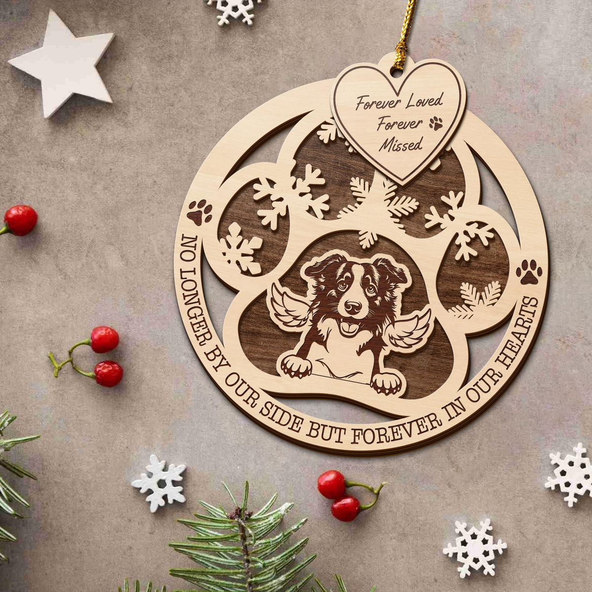 Border Collie 2 Layered Piece Wooden Ornament, Dogs Ornament, Dog Lovers Gifts