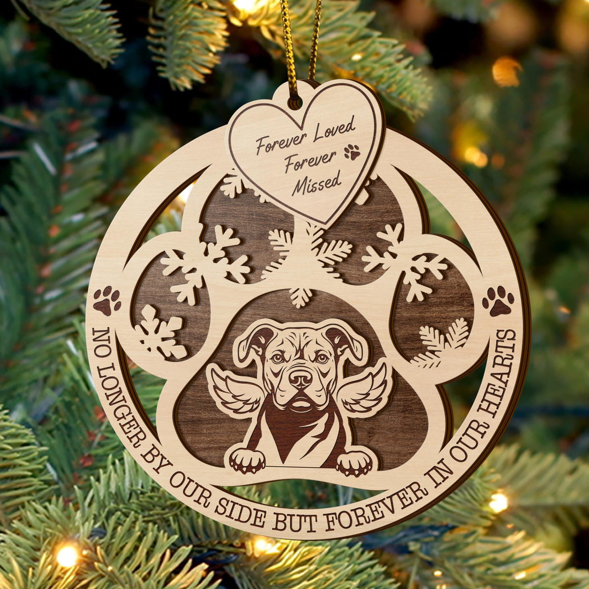 Pit Bull 2 Layered Piece Wooden Ornament, Dogs Ornament, Dog Lovers Gifts