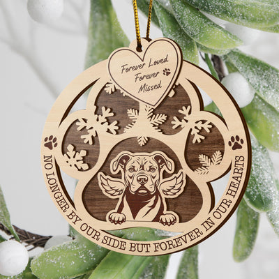 Pit Bull 2 Layered Piece Wooden Ornament, Dogs Ornament, Dog Lovers Gifts