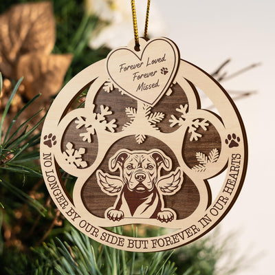 Pit Bull 2 Layered Piece Wooden Ornament, Dogs Ornament, Dog Lovers Gifts
