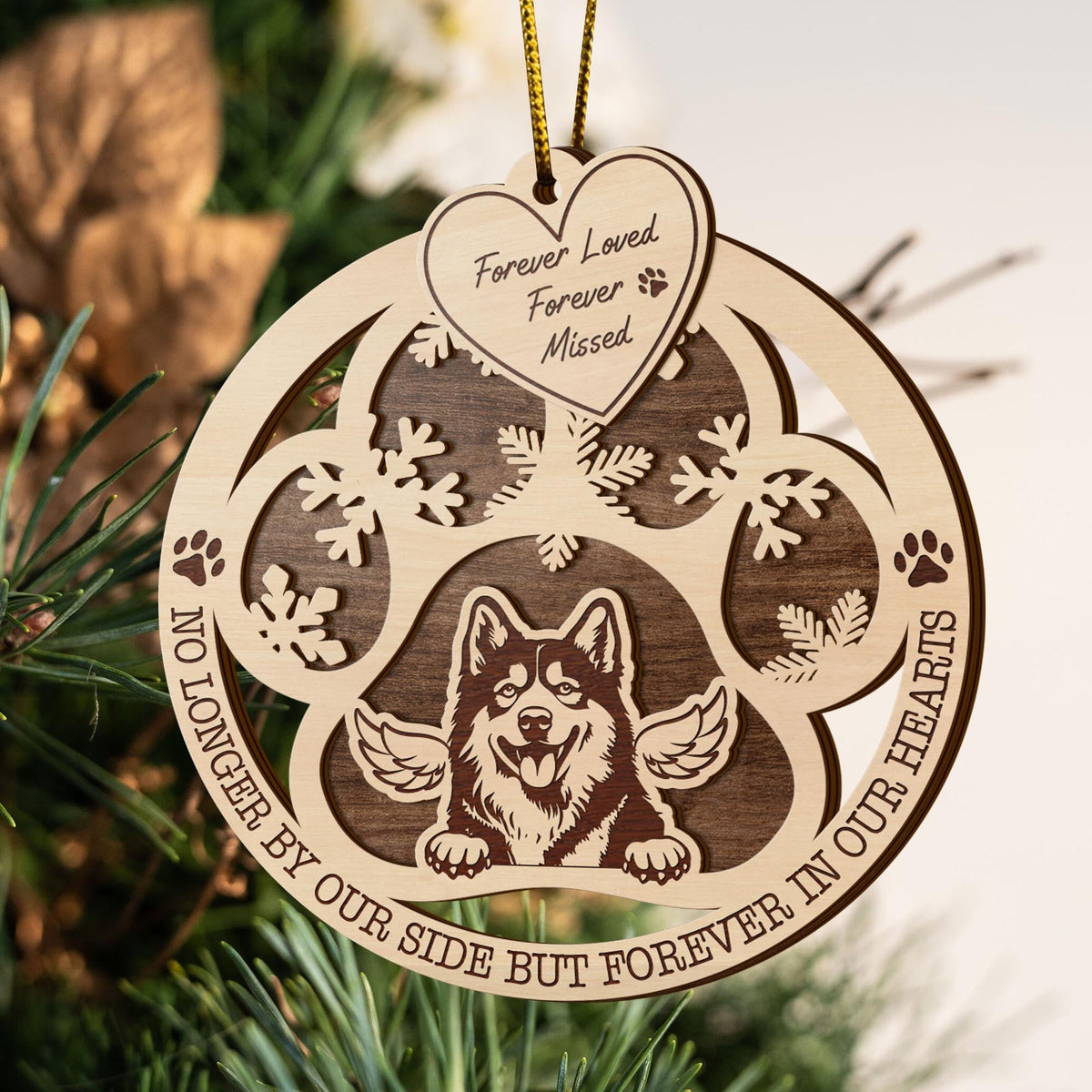 Husky 2 Layered Piece Wooden Ornament, Dogs Ornament, Dog Lovers Gifts