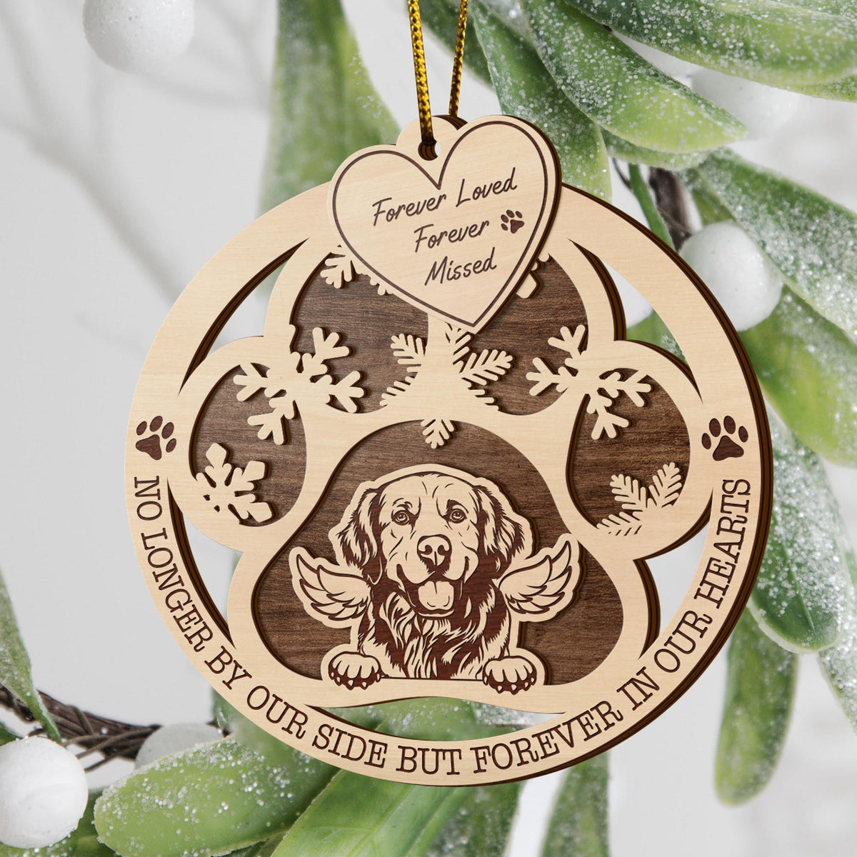 Golden Retriever 2 Layered Piece Wooden Ornament, Dogs Ornament, Dog Lovers Gifts
