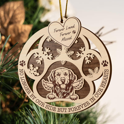 Golden Retriever 2 Layered Piece Wooden Ornament, Dogs Ornament, Dog Lovers Gifts