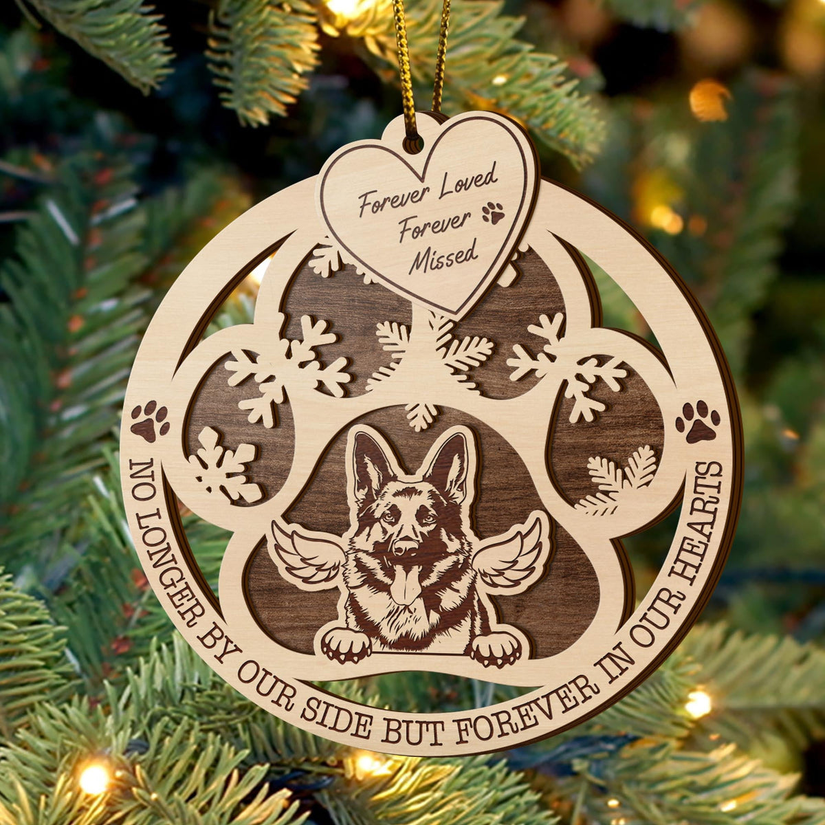 German Shepherd 2 Layered Piece Wooden Ornament, Dogs Ornament, Dog Lovers Gifts