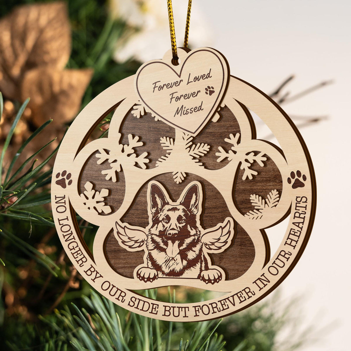German Shepherd 2 Layered Piece Wooden Ornament, Dogs Ornament, Dog Lovers Gifts