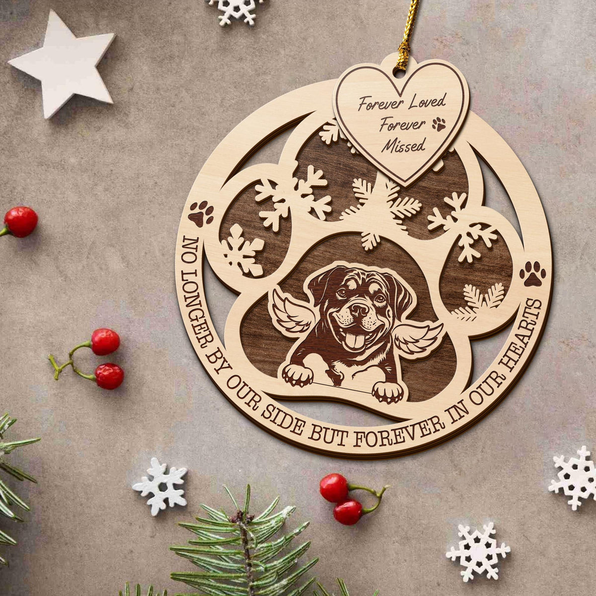 Rottweiler 2 Layered Piece Wooden Ornament, Dogs Ornament, Dog Lovers Gifts