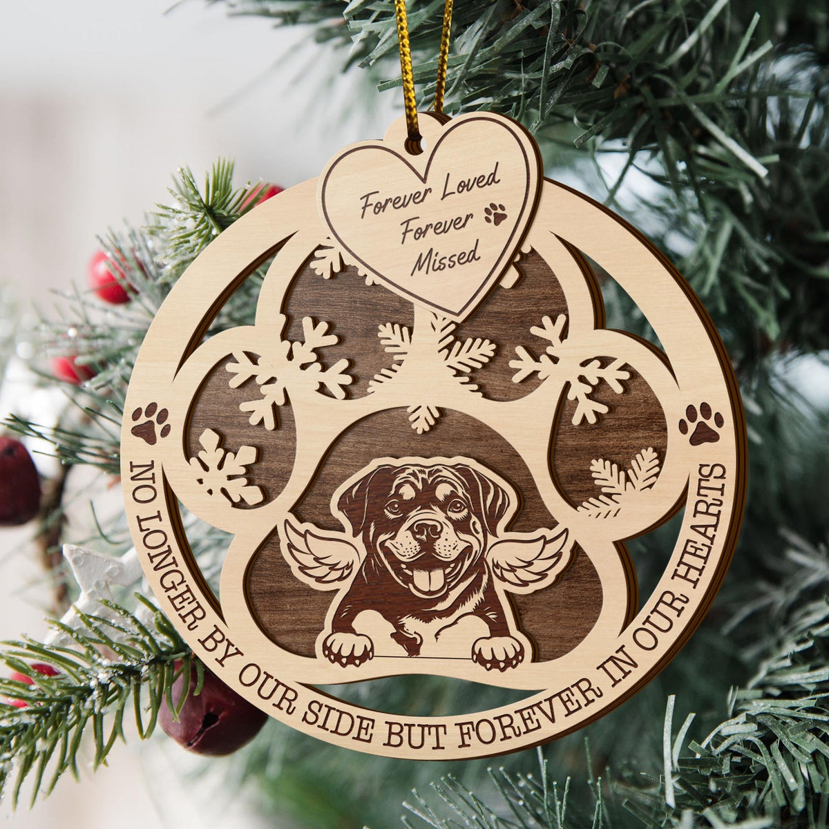 Rottweiler 2 Layered Piece Wooden Ornament, Dogs Ornament, Dog Lovers Gifts
