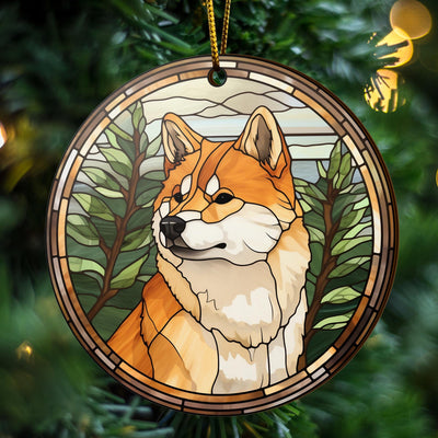 Shiba Shiba Inu Christmas Wooden Ornament 2 Sides, Shiba Inu Christmas Ornament, Christmas Tree Hanging Decorations