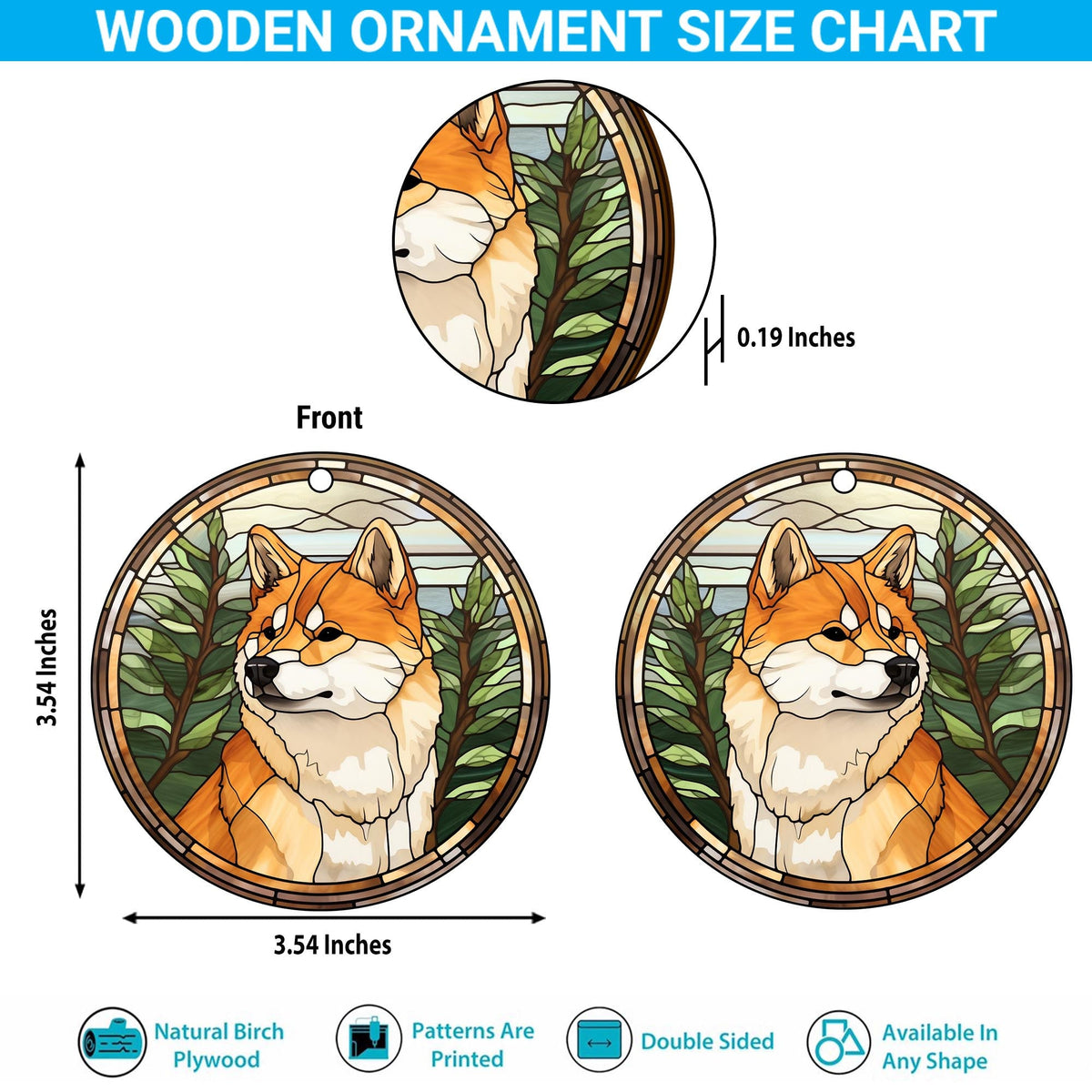 Shiba Shiba Inu Christmas Wooden Ornament 2 Sides, Shiba Inu Christmas Ornament, Christmas Tree Hanging Decorations