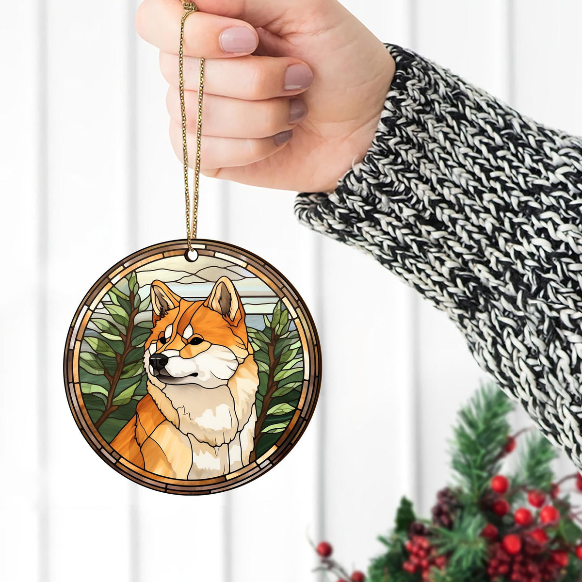 Shiba Shiba Inu Christmas Wooden Ornament 2 Sides, Shiba Inu Christmas Ornament, Christmas Tree Hanging Decorations